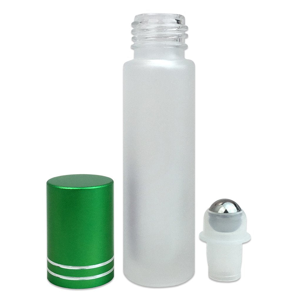 Beauticom Glass Roll On Bottle 10Ml ~ 1/3 Oz With Metal Cap, Stainless Steel Roll Balls For Essential Oil, Aromatherapy, Perfume